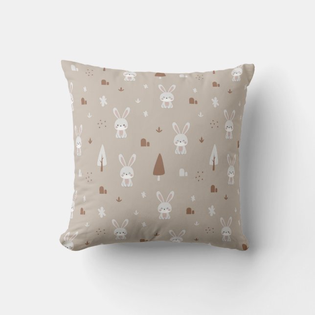 Cojín decorativo de patrón de conejo adorable (Anverso)
