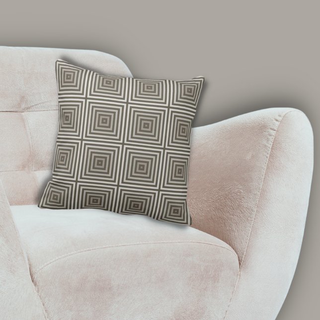 Cojín decorativo de patrón de cuadrados anidados m (Classic Brown Nested Squares Pattern Throw Pillow)