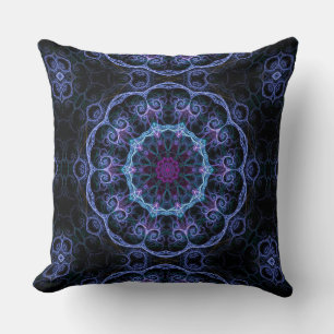 Cojín decorativo de patrón de floral azul y rosa