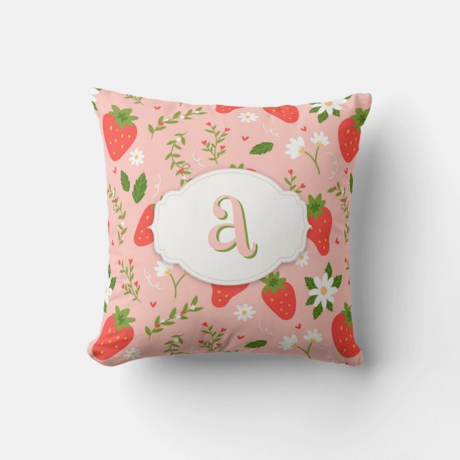 Cojín decorativo de patrón de fresa suave (Anverso)