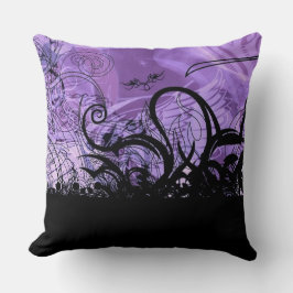Cojín decorativo de patrón de Gótico morado y negr