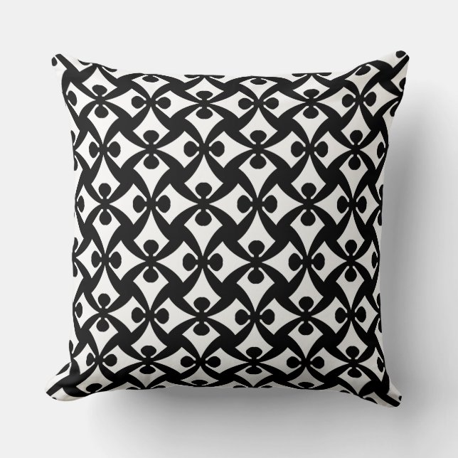Cojín decorativo de patrón de locura negro y blanc (Anverso)