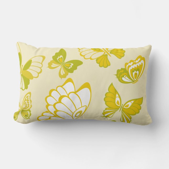 Cojín decorativo de patrón de mariposa amarilla (Anverso)