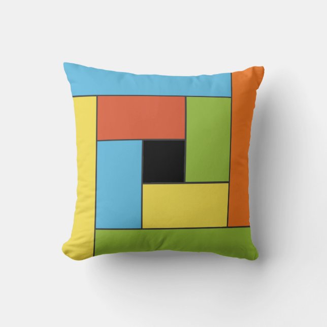 Cojín decorativo de patrón de mosaicos geométricos (Anverso)