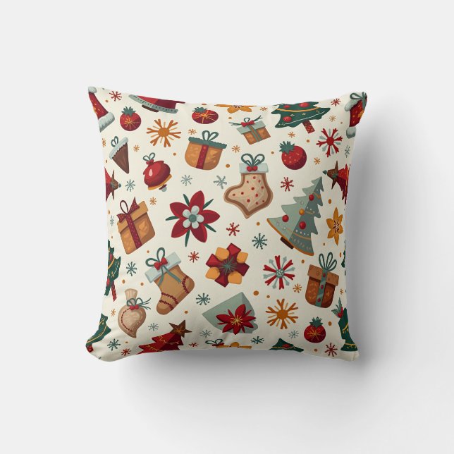 Cojín decorativo de patrón de navidades (Anverso)