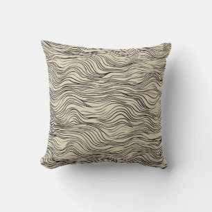 Cojín decorativo de patrón de onda mínima beige y