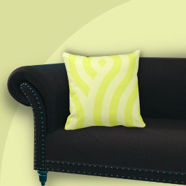 Cojín decorativo de patrón de onda rayada amarillo