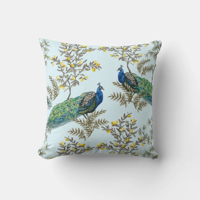 Cojín decorativo de patrón de pavo real de bonito (Anverso)