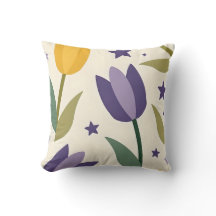Cojín decorativo de patrón de tulipán caprichoso