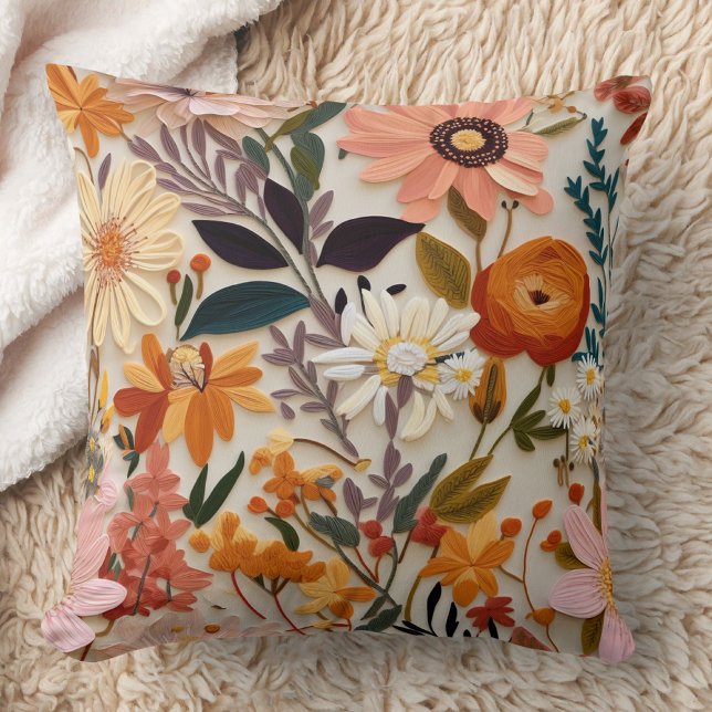 Cojín decorativo de patrón floral (Floral Pattern Throw Pillow)