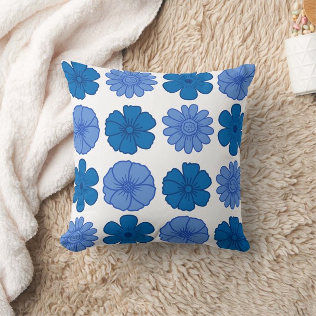 Cojín decorativo de patrón floral azul cielo (Manta)
