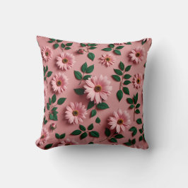 Cojín decorativo de patrón floral rosa