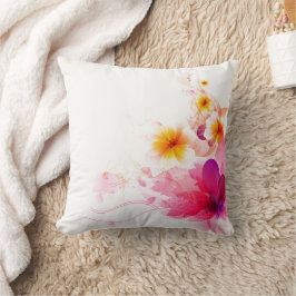 Cojín decorativo de patrón floral rosado digital