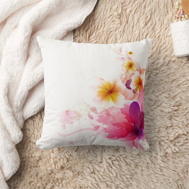 Cojín decorativo de patrón floral rosado digital (Manta)