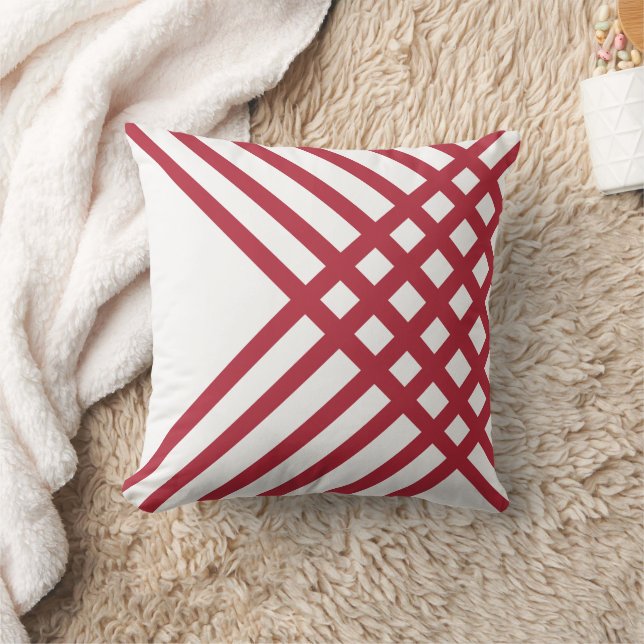 Cojín decorativo de patrón geométrico rojo de Borg (Manta)