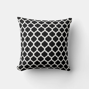 Cojín decorativo de patrón marroquí blanco y negro