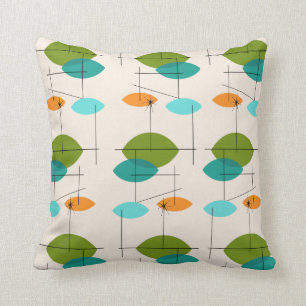 Cojín decorativo de patrón móvil atómico retro