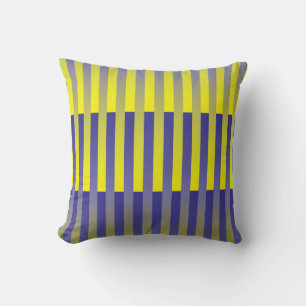 Cojín decorativo de patrón rayado amarillo morado