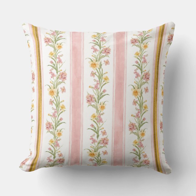 Cojín decorativo de patrón rosado (Anverso)