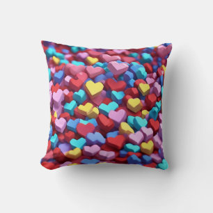 Cojín decorativo de patrones de corazones colorido
