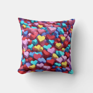 Cojín decorativo de patrones de corazones colorido