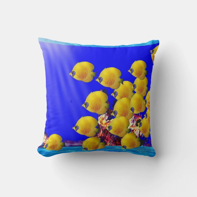Cojín decorativo de peces amarillos (Anverso)