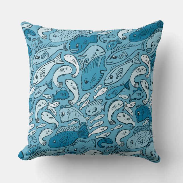 Cojín decorativo de peces azules (Anverso)