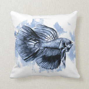 Cojín decorativo de peces Betta Azul