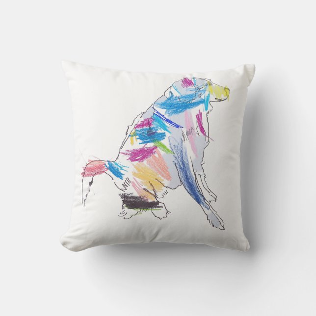 Cojín decorativo de Perro Arcoiris (Anverso)