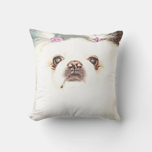 Cojín decorativo de Perro Blanco Pekín