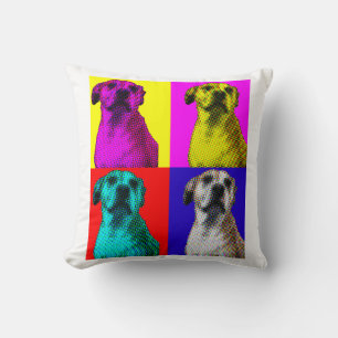 Cojín decorativo de perro de arte pop