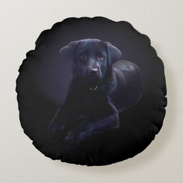 Cojín decorativo de perro de porcino de Black Lab  (Anverso)