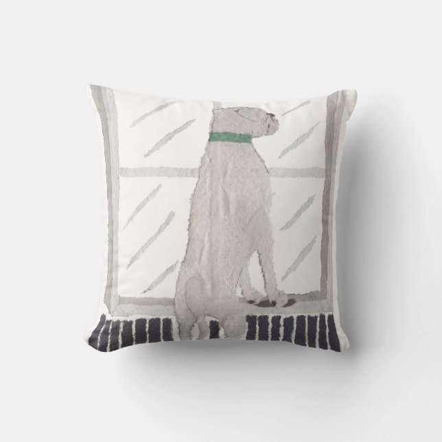 Cojín decorativo de perro del Boxer Blanco (Anverso)