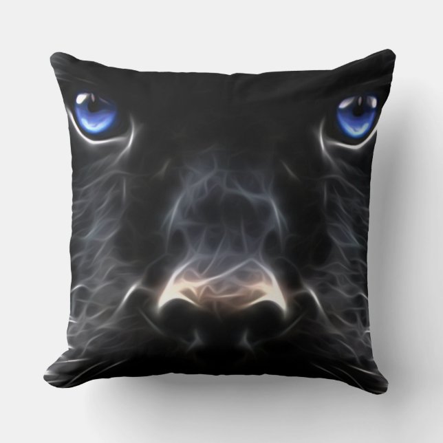 Cojín decorativo de perro negro (Anverso)