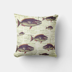 Cojín decorativo de pescado de época