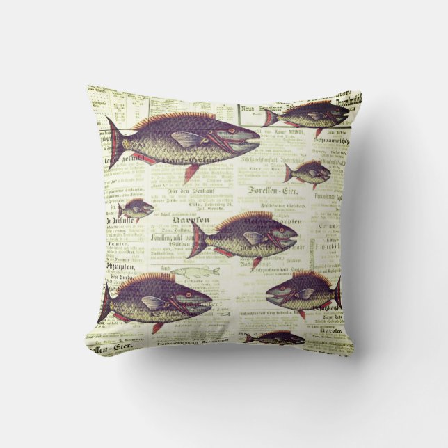 Cojín decorativo de pescado de época (Anverso)