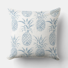 Cojín decorativo de piña azul y blanca