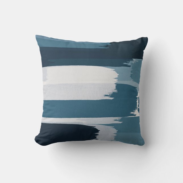 Cojín decorativo de pinceles azules verde azulados (Anverso)