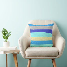 Cojín decorativo de pinceles de franjas azules