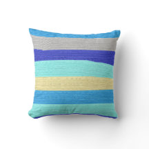 Cojín decorativo de pinceles de franjas azules