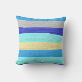 Cojín decorativo de pinceles de franjas azules