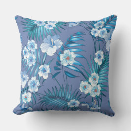 Cojín decorativo de planta azul floral