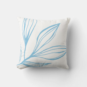 Cojín decorativo de planta marina azul y blanco ab