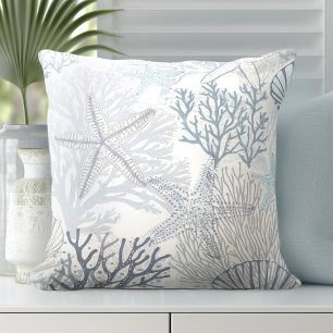 Cojín decorativo de playa de Coral y Starfish