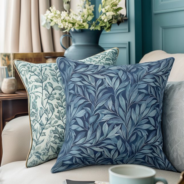 Cojín decorativo de plumas azules artísticas (Subido por el creador)