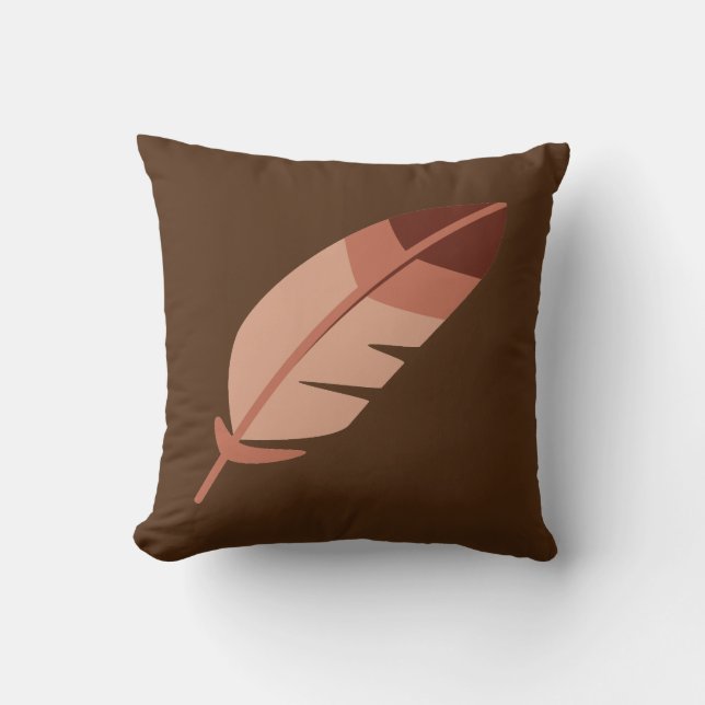 Cojín decorativo de plumas marrones (Anverso)