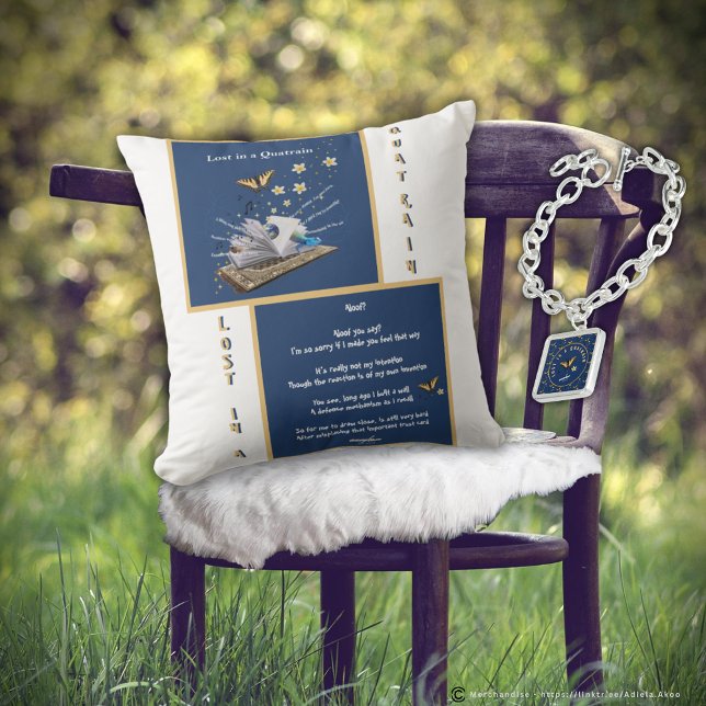 Cojín decorativo de poesía - Aloof por Adiela Akoo (Lost in a Quatrain 'Aloof' Throw Pillow & Charm Bracelet by Poet Adiela Akoo. Browse my store 4 more)