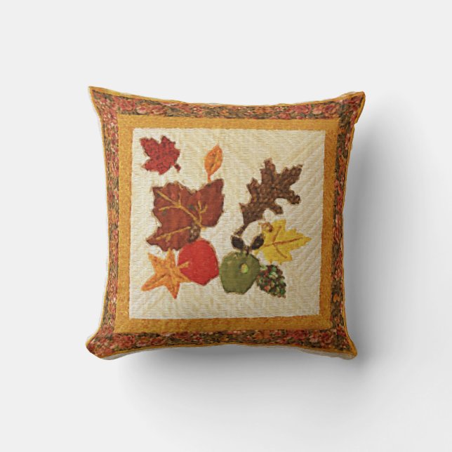 Cojín decorativo de    poliéster de hojas de otoño (Anverso)