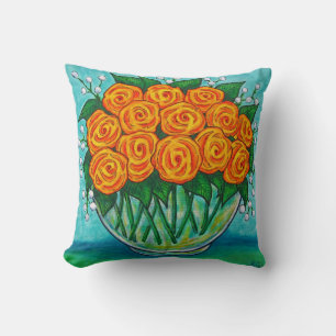 Cojín decorativo de poliéster naranja 16" x 16" 