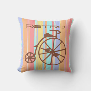 Cojín decorativo de poliéster retro en bicicleta 1